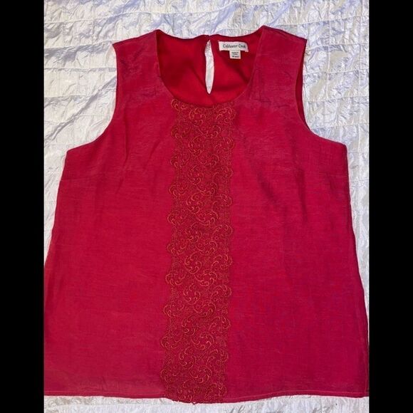 Coldwater creek lined lace sleeveless top Sz M - Picture 1 of 10